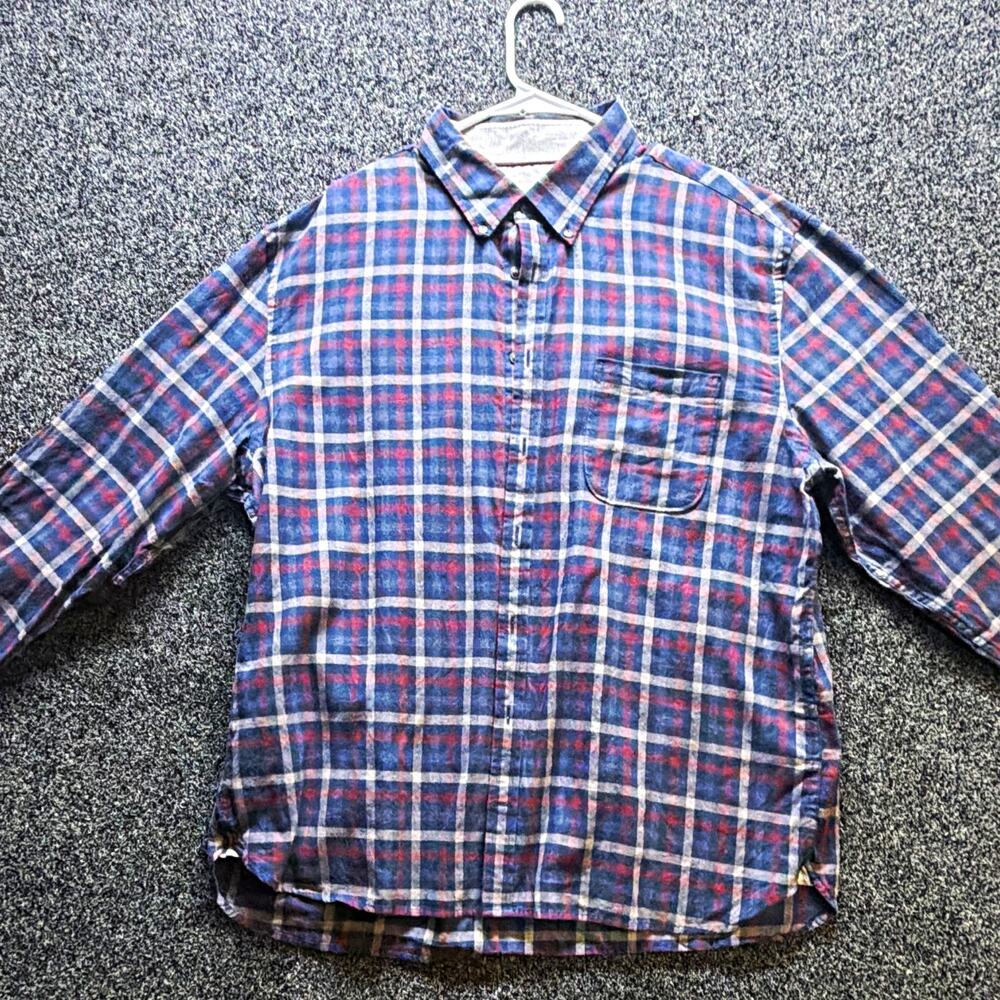 J.S.A. Bank 1905 Men's XXL Cotton Flannel Blue/Red/White Plaid L/S Pockets